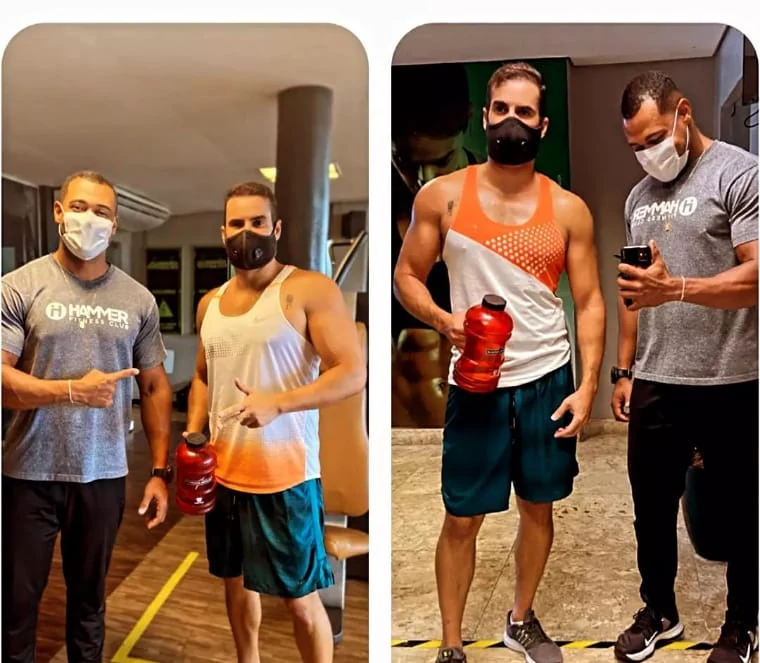 Registro de acompanhamento presencial de aluno ao lado de Ramon Mendes em dois momentos